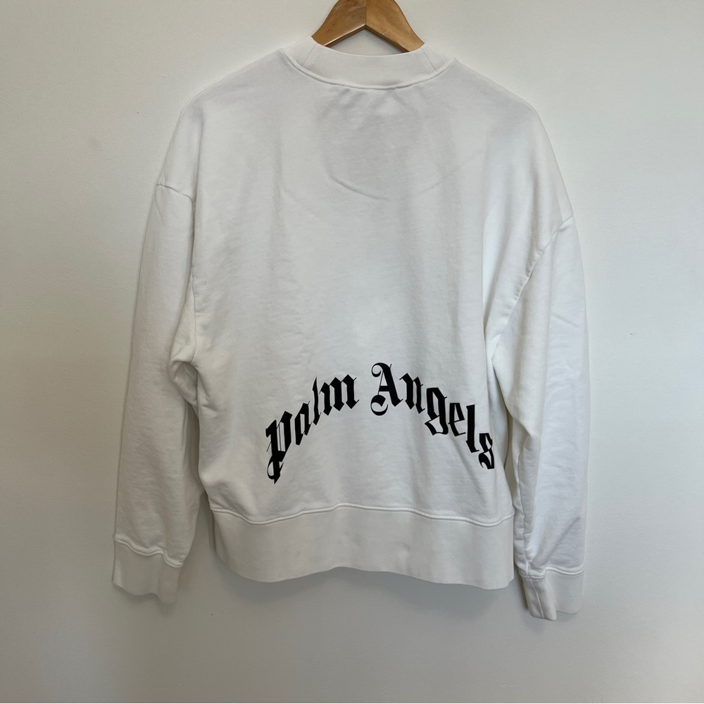 Palm Angels White & Black Crewneck Sweatshirt Size Small - Picture 6 of 8